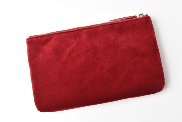 Chanel Red Velvet Clutch Bag/Flat Pouch
