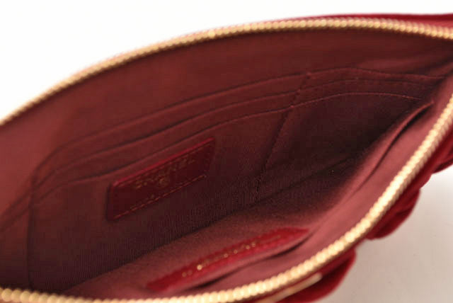 Chanel Red Velvet Clutch Bag/Flat Pouch