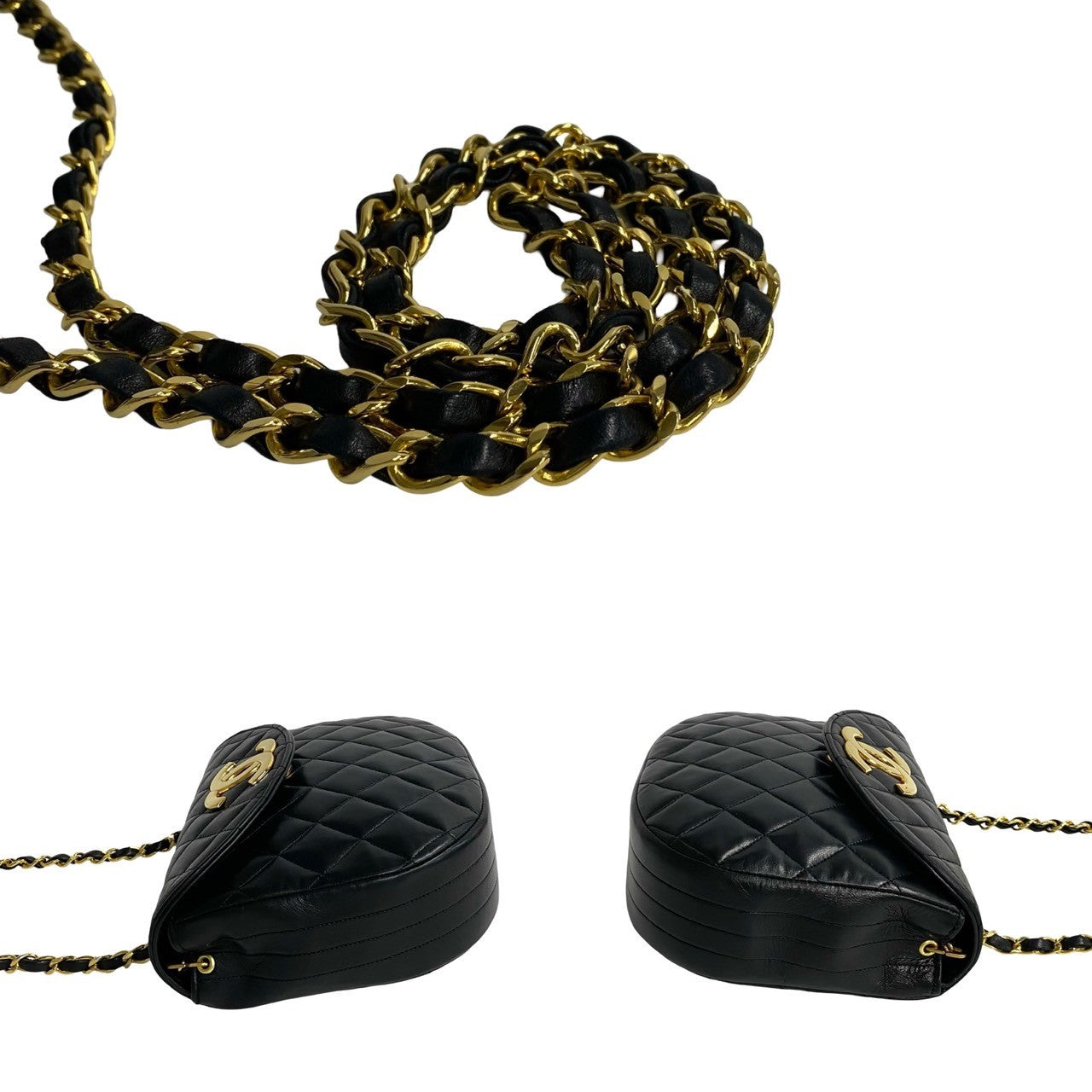 Chanel CC Matelasse Half Moon Crossbody Bag Leather Crossbody Bag