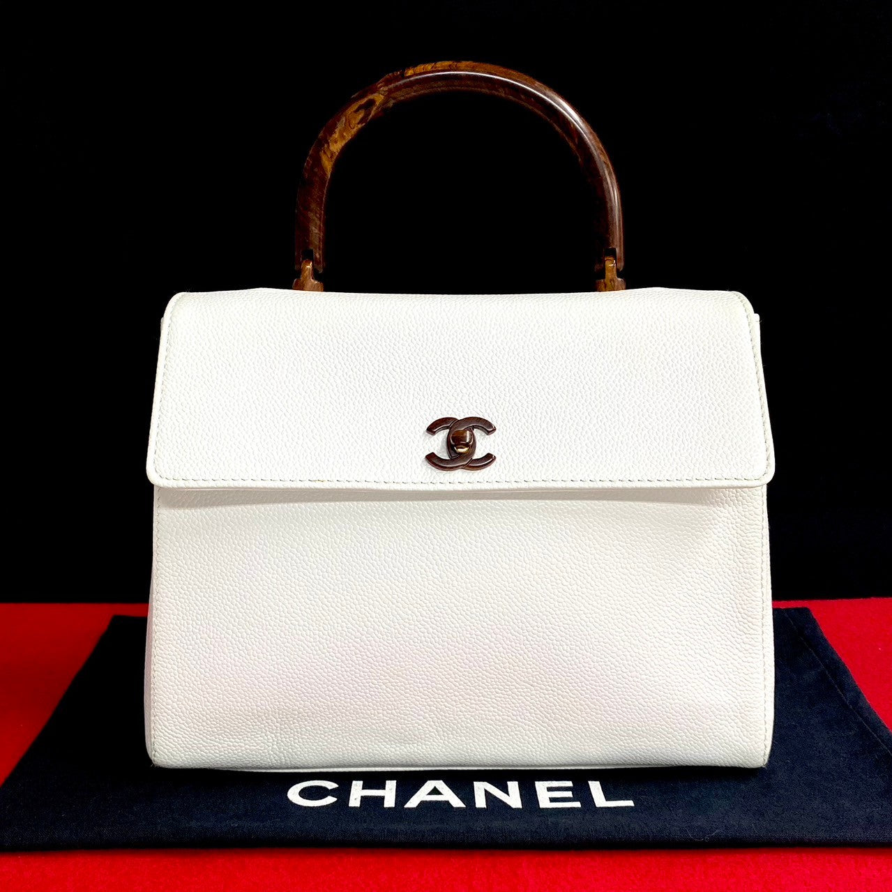 Chanel CC Caviar Top Handle Bag Leather Handbag