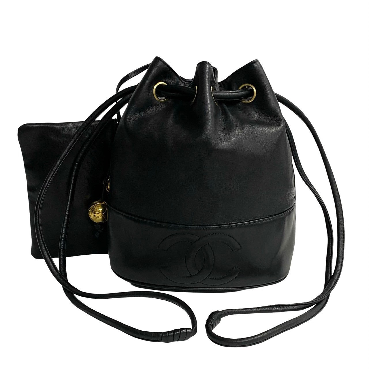 Chanel CC Drawstring Bucket Bag Leather Crossbody Bag in New Condition