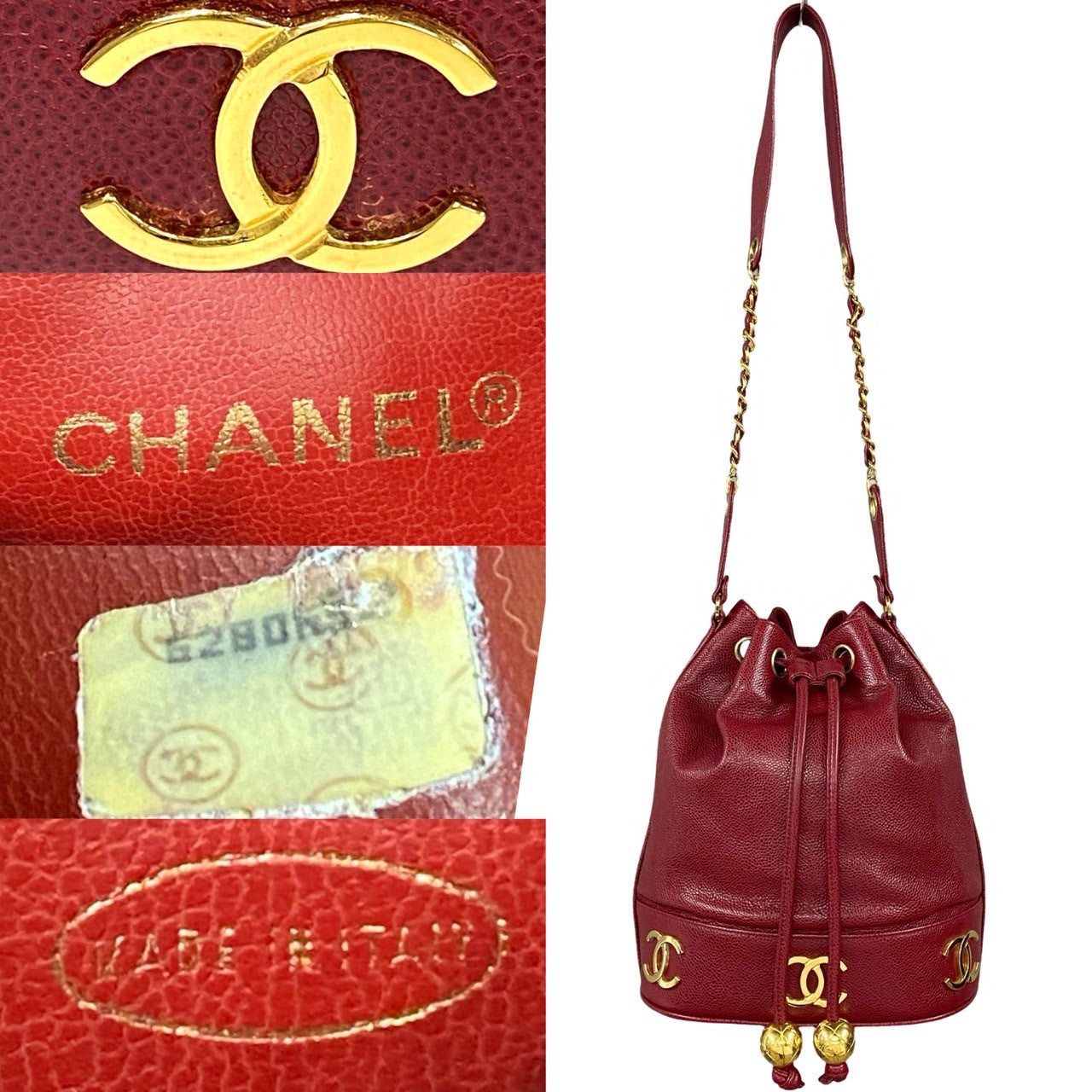 Chanel Triple CC Caviar Bucket Bag Leather Crossbody Bag in New Condition