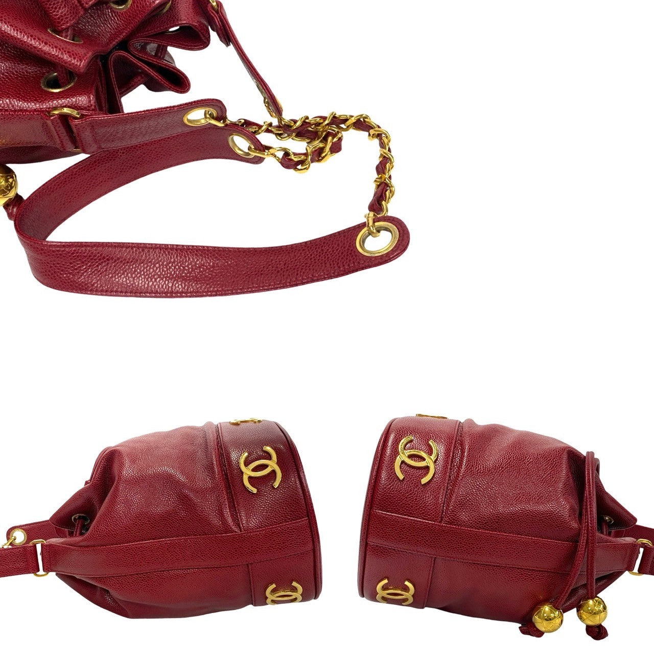 Chanel Triple CC Caviar Bucket Bag Leather Crossbody Bag in New Condition
