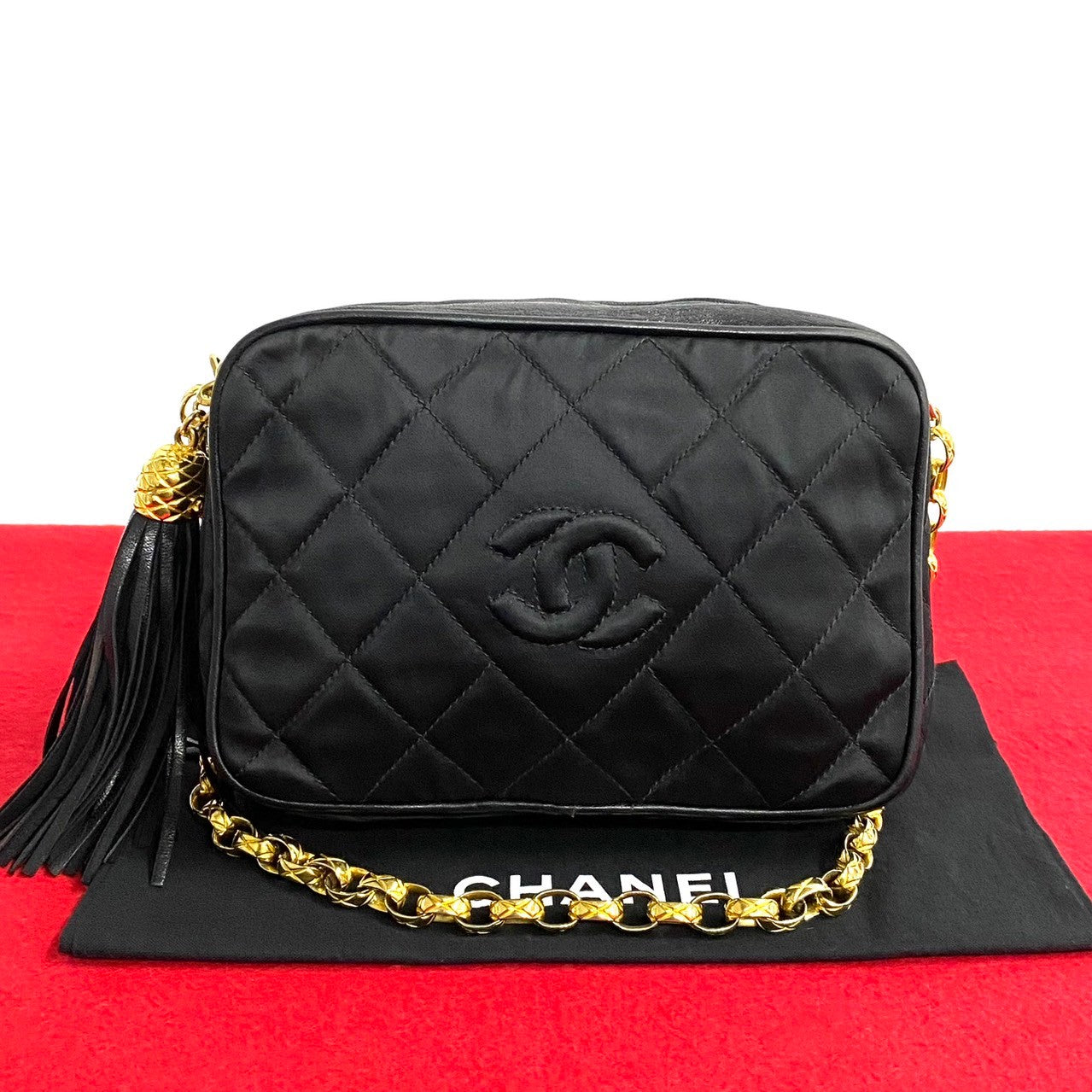 Chanel Quilted Nylon Tassel Camera Bag Canvas Crossbody Bag