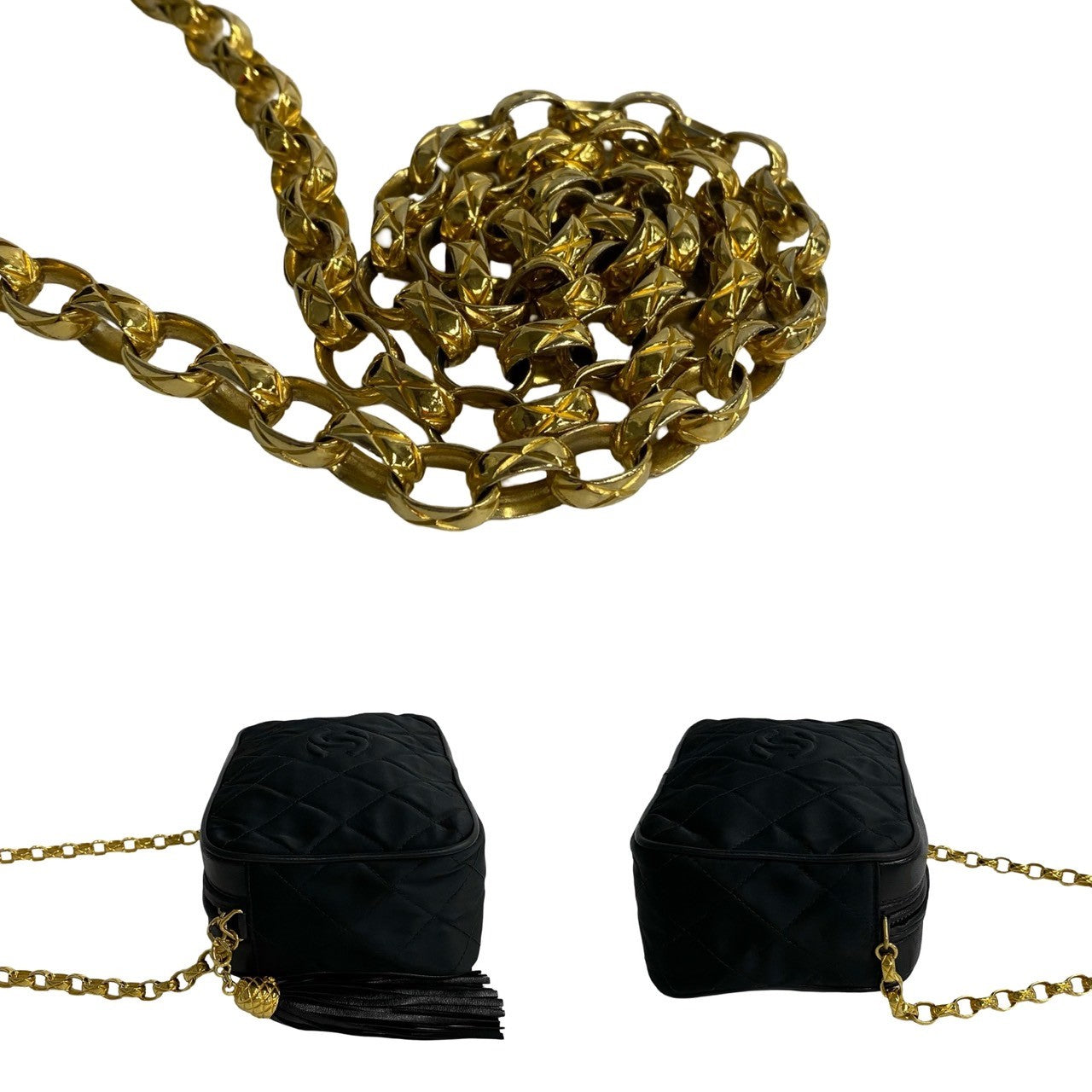 Chanel Quilted Nylon Tassel Camera Bag Canvas Crossbody Bag
