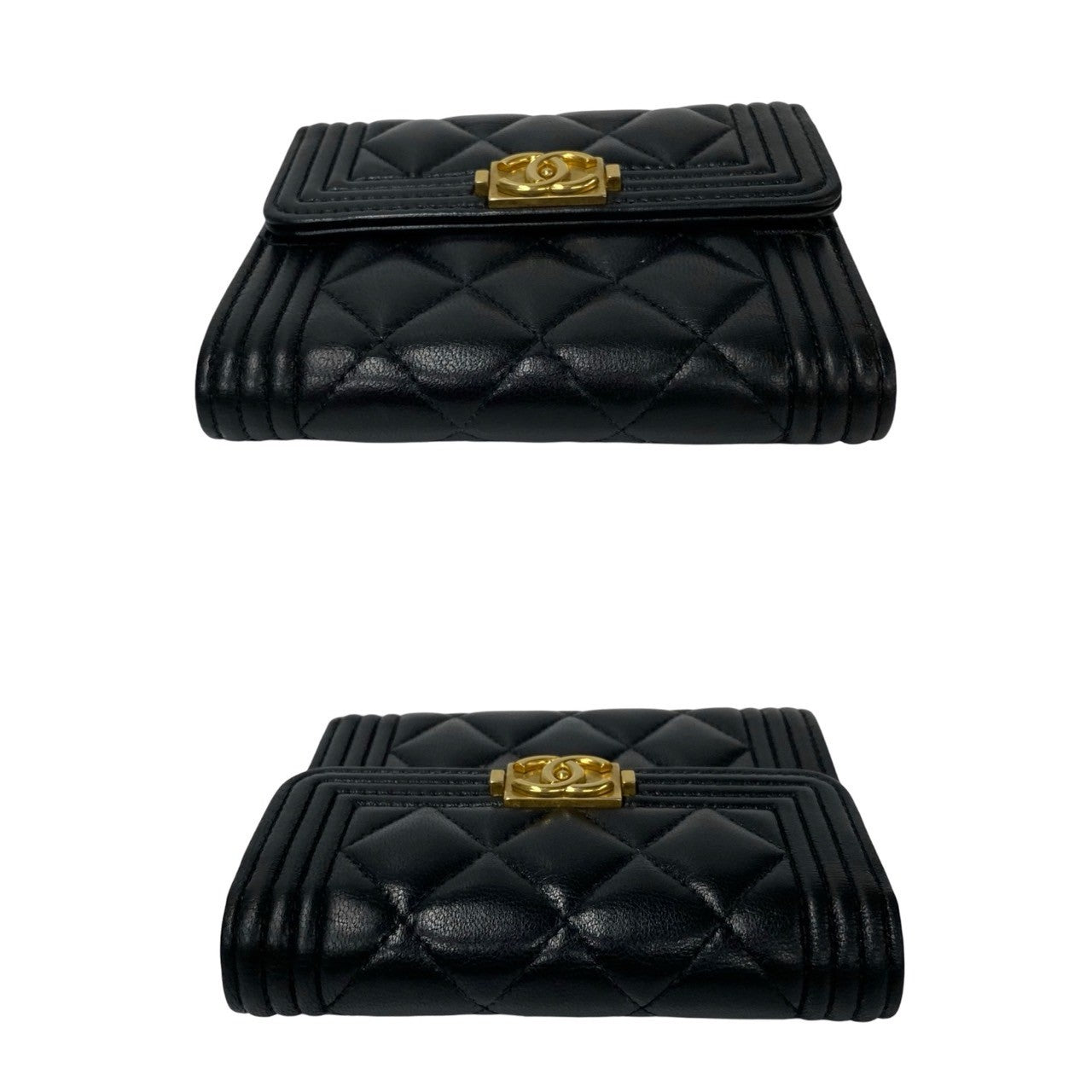 Chanel Boy Lambskin Bifold Wallet Black