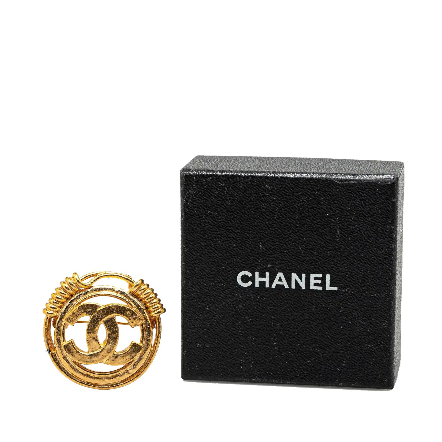 Gold Chanel Gold Plated CC Brooch