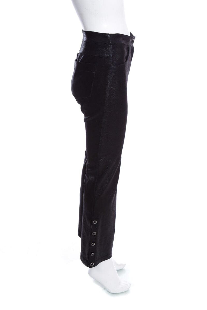 Chanel Black Sparkle Stretch Lambskin Pants SZ 38