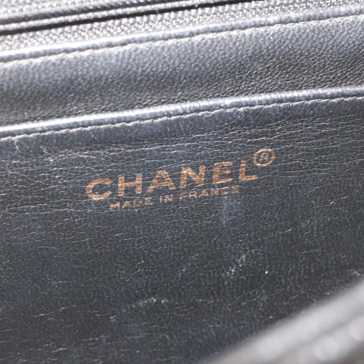 CHANEL Big Matelasse Flap Chain Shoulder Bag Caviar Skin Black Gold 25984SA