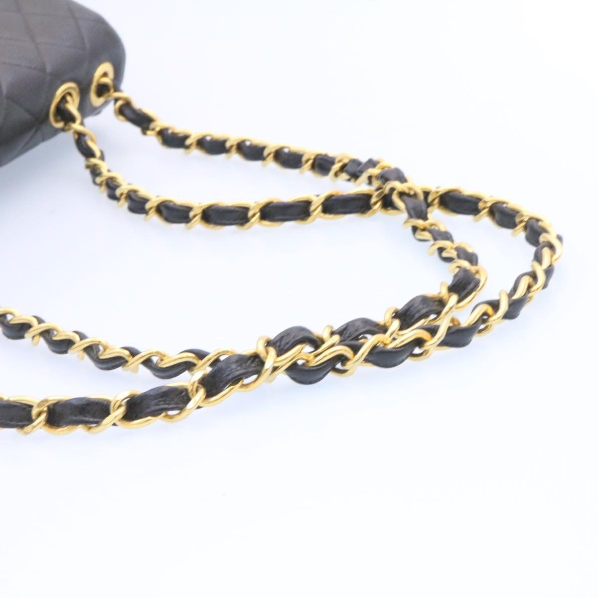CHANEL Big Matelasse Flap Chain Shoulder Bag Caviar Skin Black Gold 25984SA