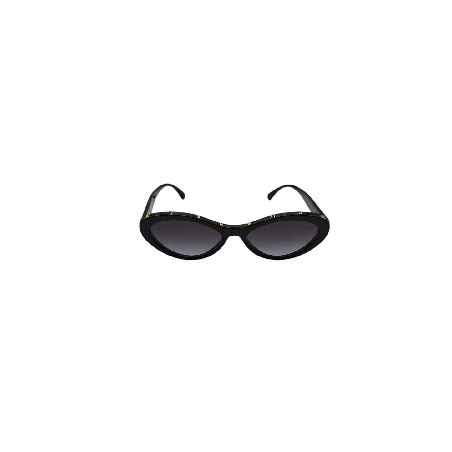 Chanel 5416 Black and Gold Oval Sunglasses