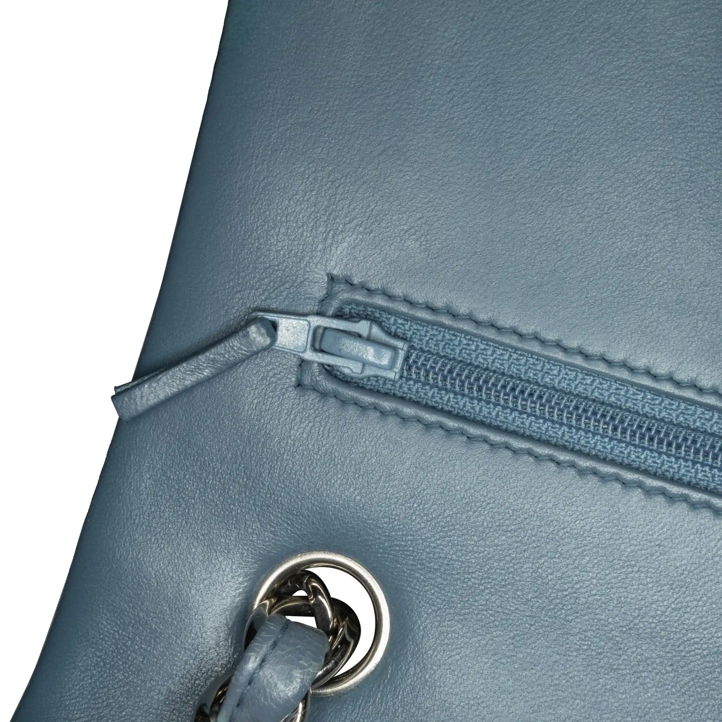Blue Chanel Jumbo Classic Lambskin Double Flap Shoulder Bag