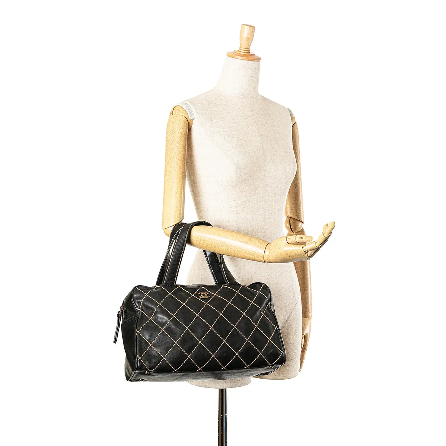Black Chanel CC Wild Stitch Lambskin Handbag