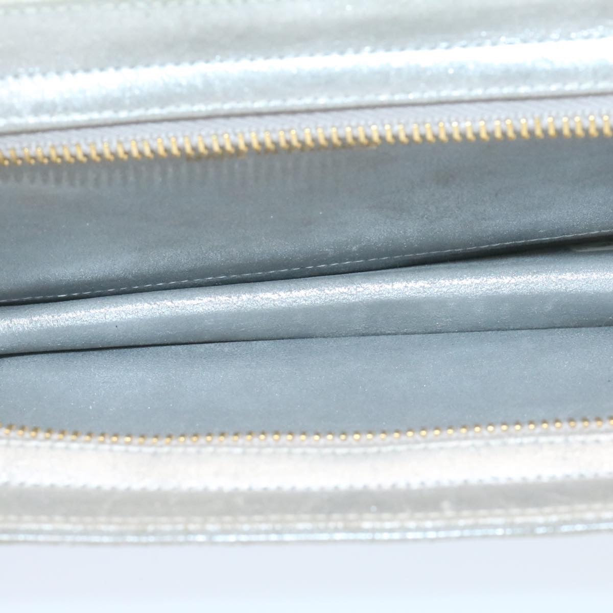 CHANEL Clutch Bag Leather Silver CC 26857A