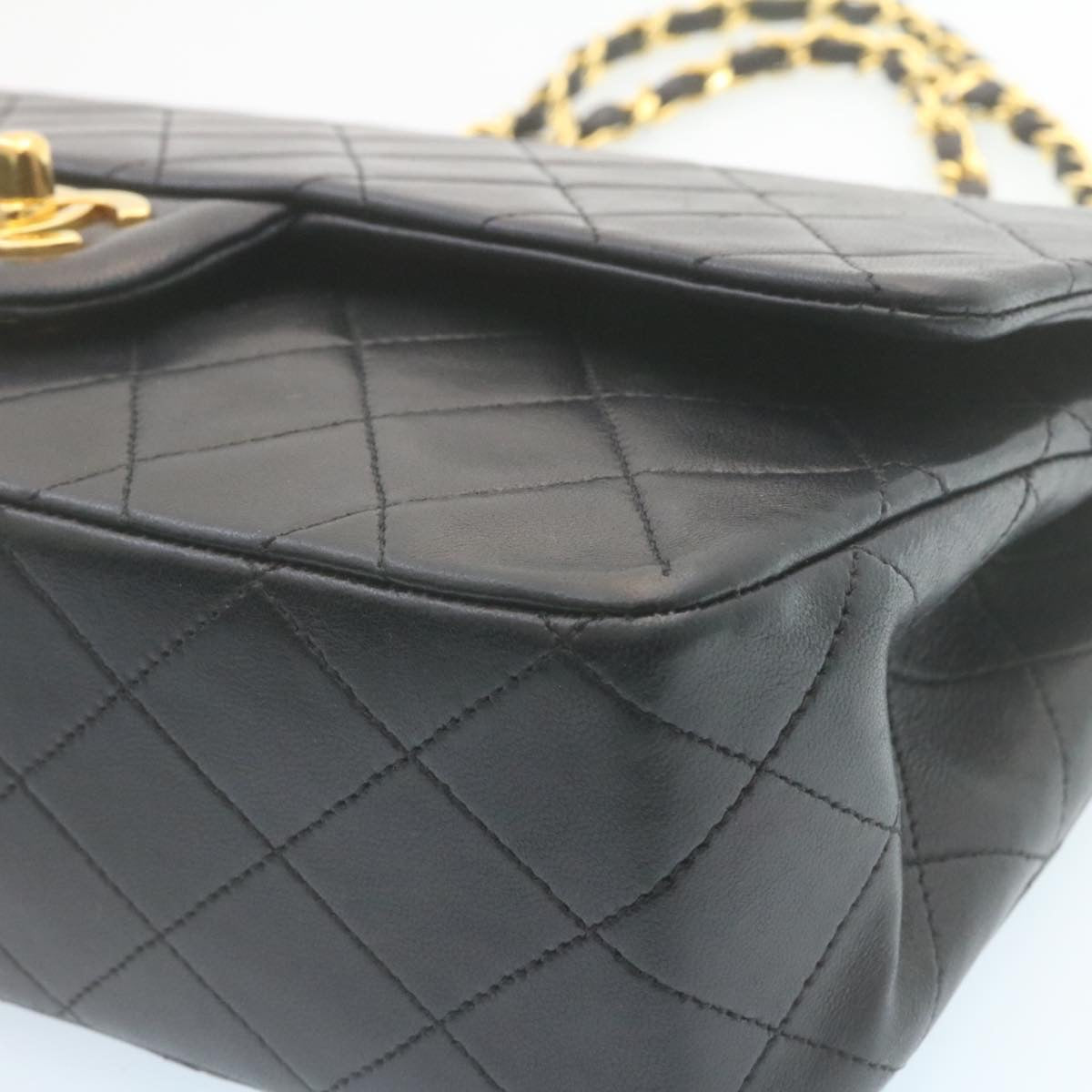 CHANEL Classic Matelasse 25 Chain Flap Shoulder Bag Lamb Skin Black 27848A