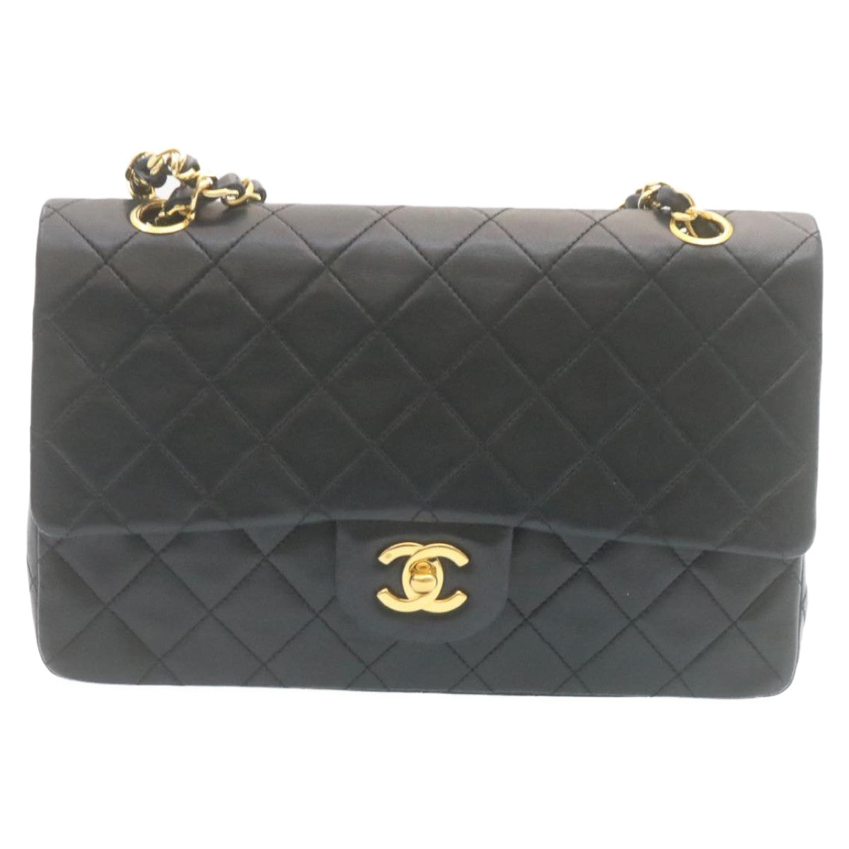 CHANEL Classic Matelasse 25 Chain Flap Shoulder Bag Lamb Skin Black 27848A