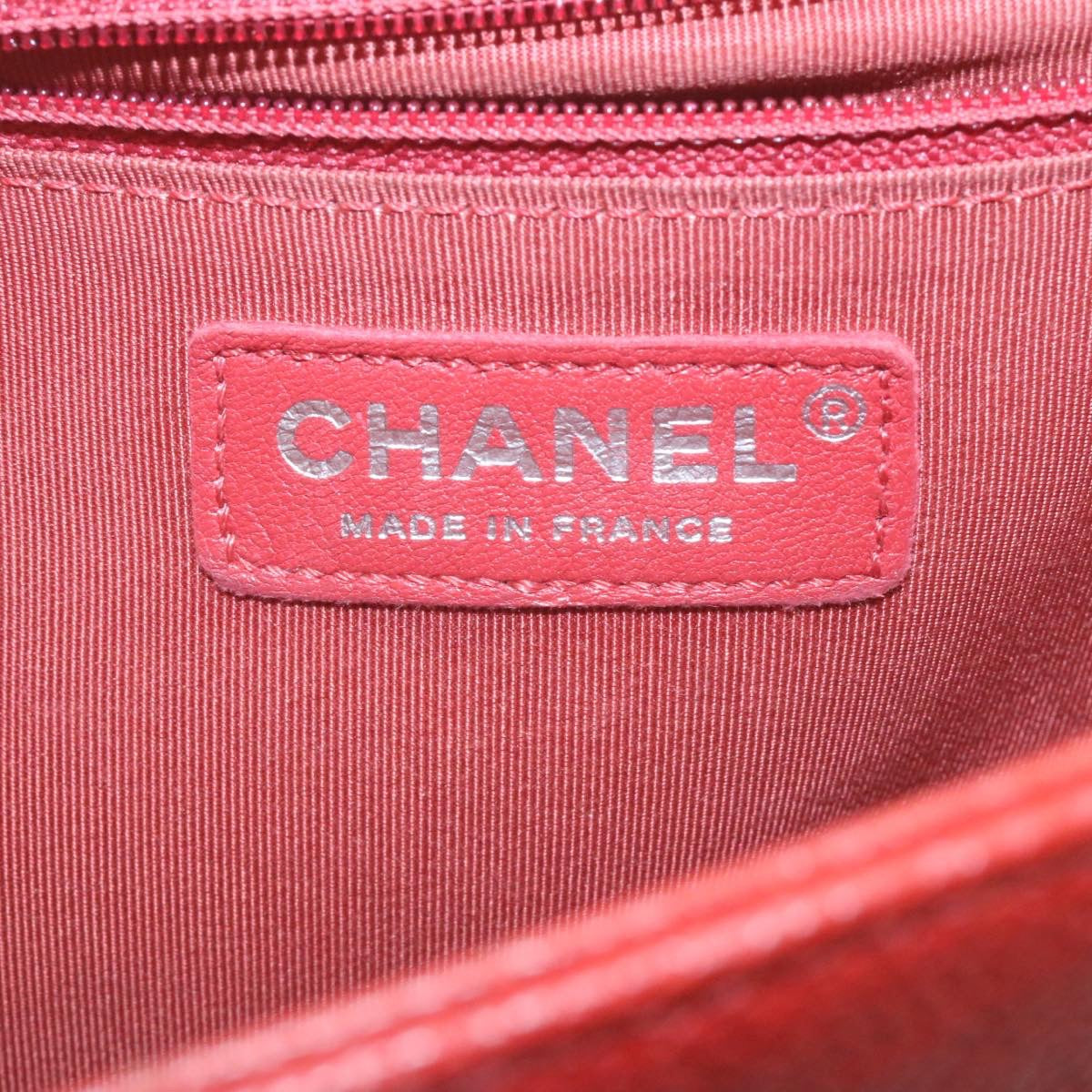 CHANEL Boy Chanel Matelasse Chain Flap Shoulder Bag Leather Red CC 28281A