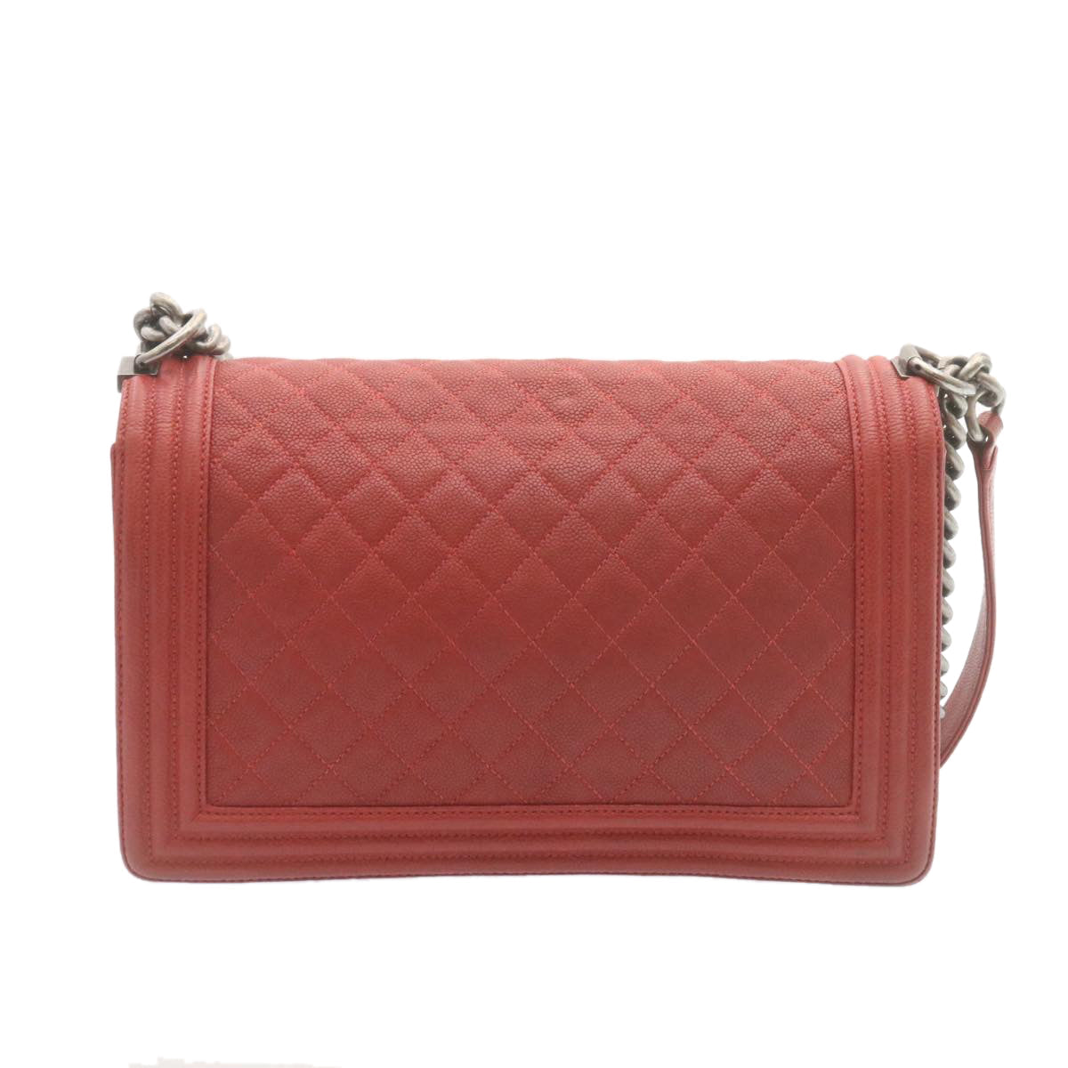 CHANEL Boy Chanel Matelasse Chain Flap Shoulder Bag Leather Red CC 28281A