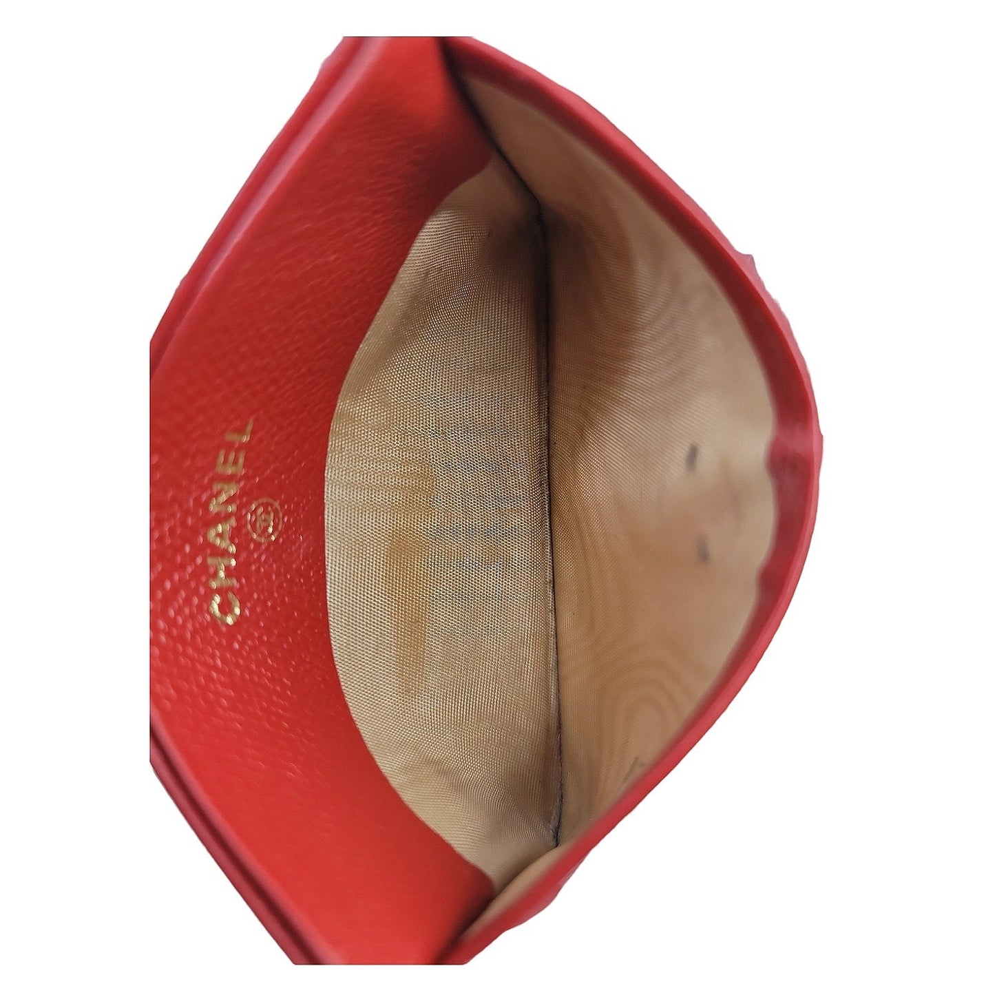 Chanel Vintage Red Caviar Coco Button Card Case