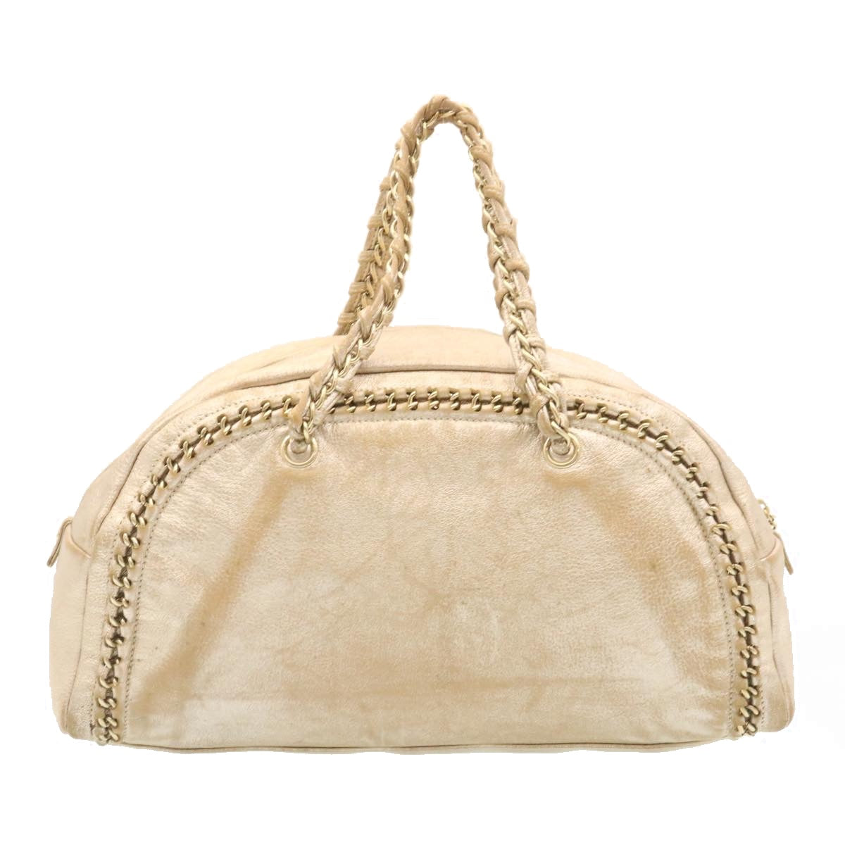 CHANEL Caviar Skin Tote Bag Leather White CC 28380A