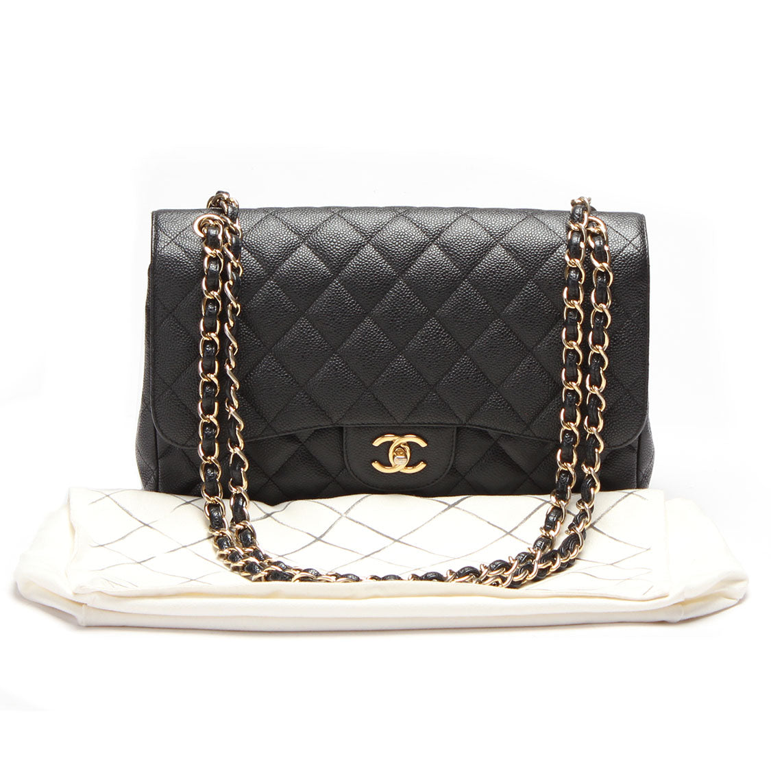 Chanel Caviar Jumbo Classic Double Flap Bag Leather Shoulder Bag in Great Condition