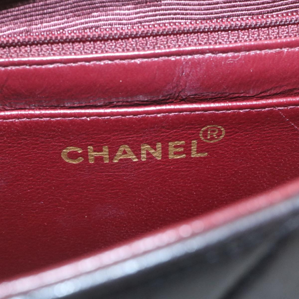 CHANEL Matelasse Chain Flap Shoulder Bag Lamb Skin Black Gold CC 28632SA