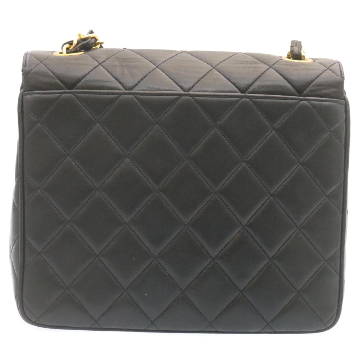 CHANEL Matelasse Chain Flap Shoulder Bag Lamb Skin Black Gold CC 28632SA