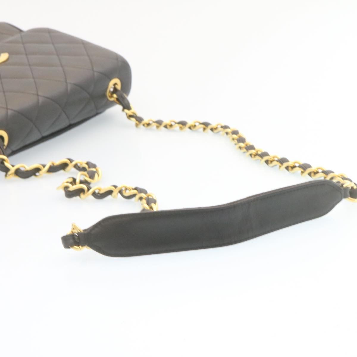 CHANEL Matelasse Chain Flap Shoulder Bag Lamb Skin Black Gold CC 28632SA