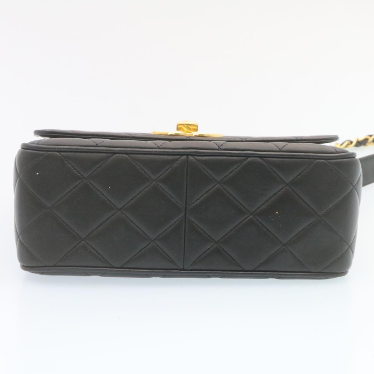 CHANEL Matelasse Chain Flap Shoulder Bag Lamb Skin Black Gold CC 28632SA