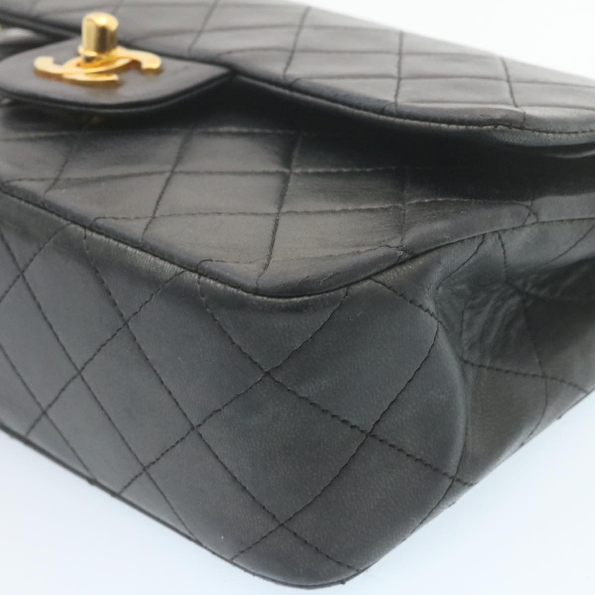 CHANEL Classic Matelasse 23 Chain Flap Shoulder Bag Lamb Skin Black 28634A