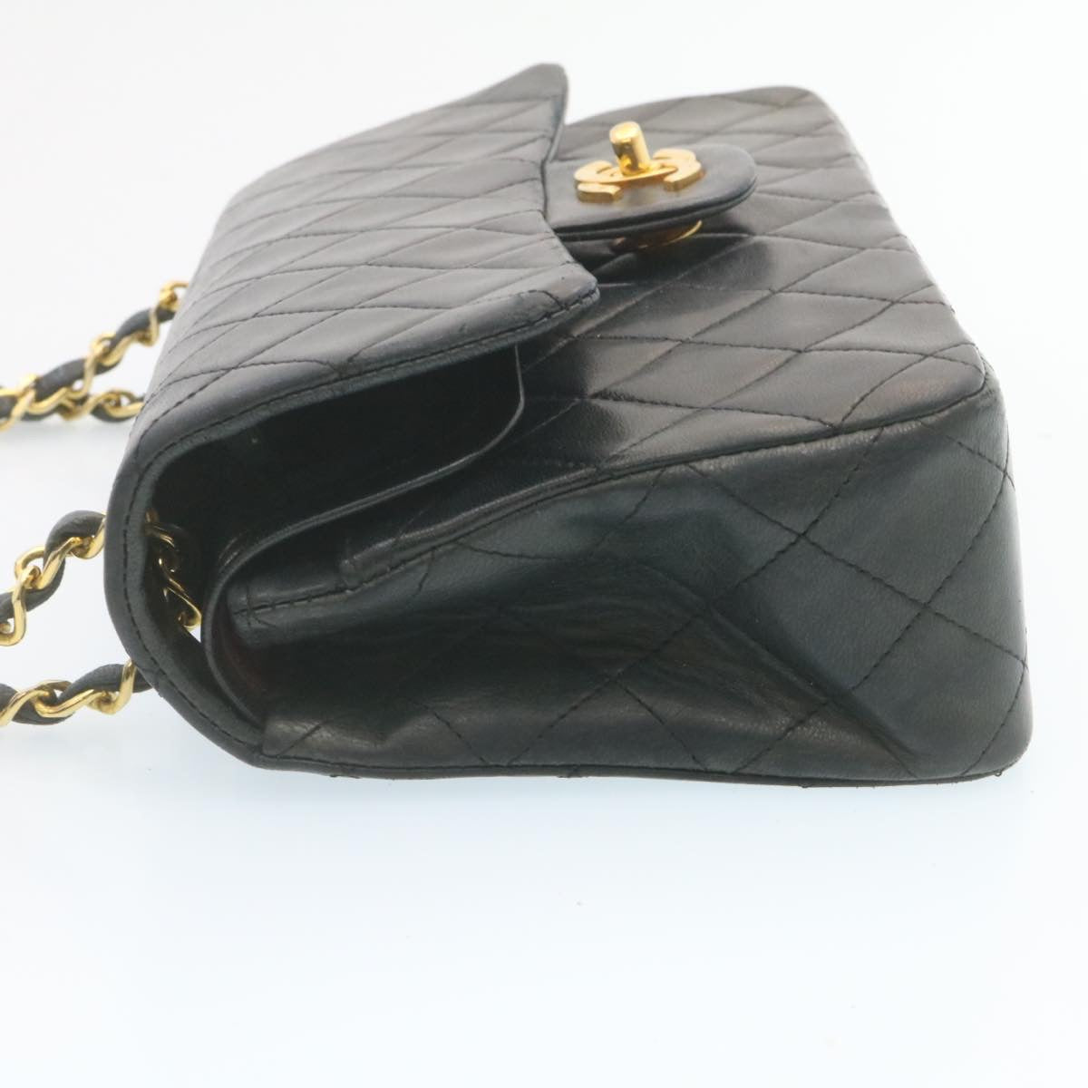 CHANEL Classic Matelasse 23 Chain Flap Shoulder Bag Lamb Skin Black 28634A