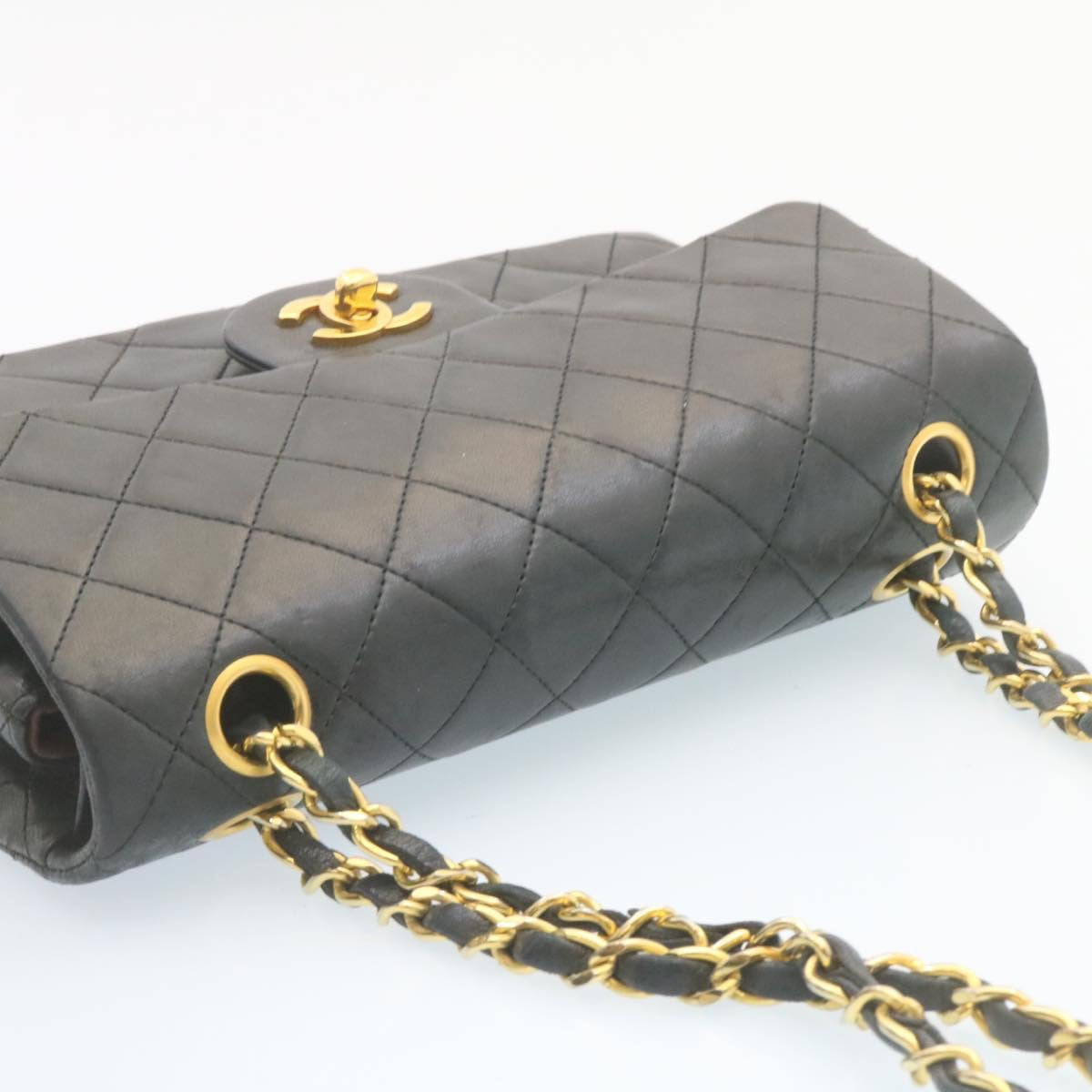 CHANEL Classic Matelasse 23 Chain Flap Shoulder Bag Lamb Skin Black 28634A