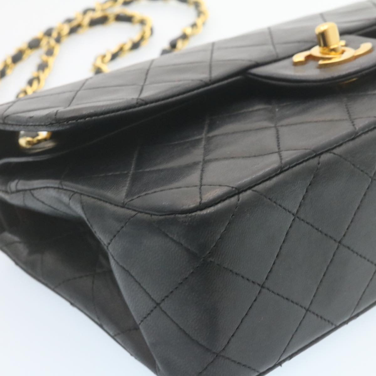 CHANEL Classic Matelasse 23 Chain Flap Shoulder Bag Lamb Skin Black 28634A