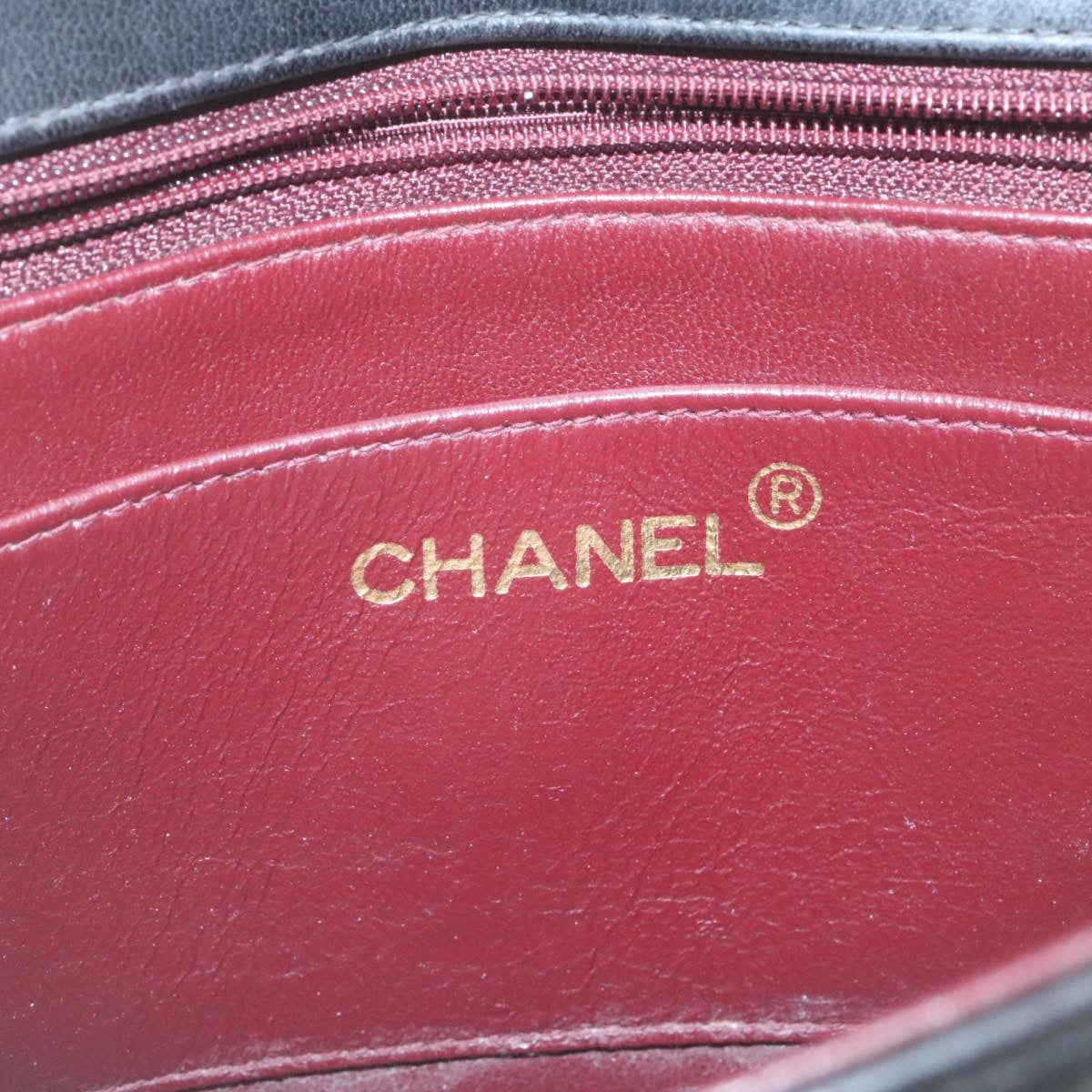 CHANEL Chain Turn Lock Diana Matelasse Shoulder Bag Lamb Skin Black 28643A