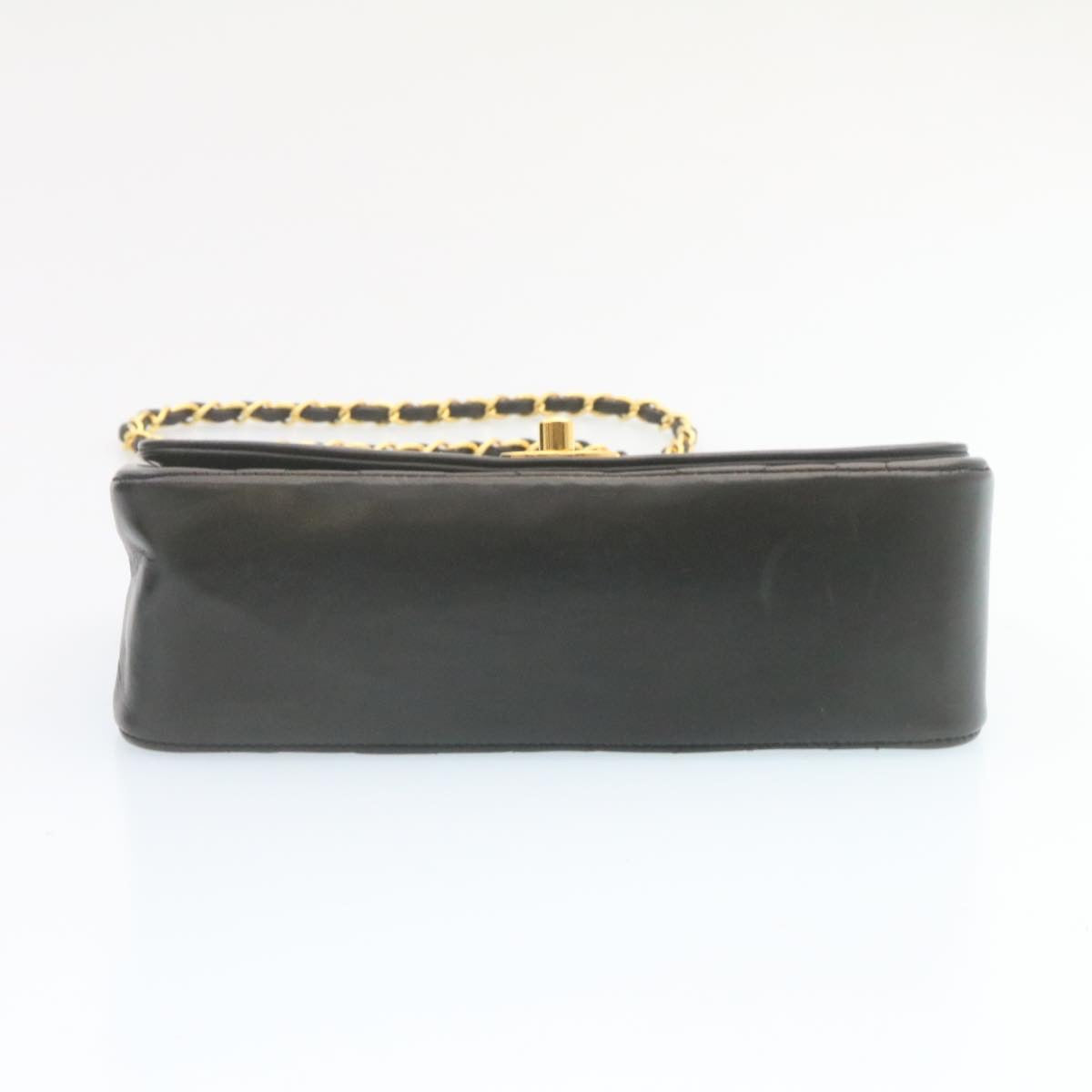 CHANEL Chain Turn Lock Diana Matelasse Shoulder Bag Lamb Skin Black 28643A