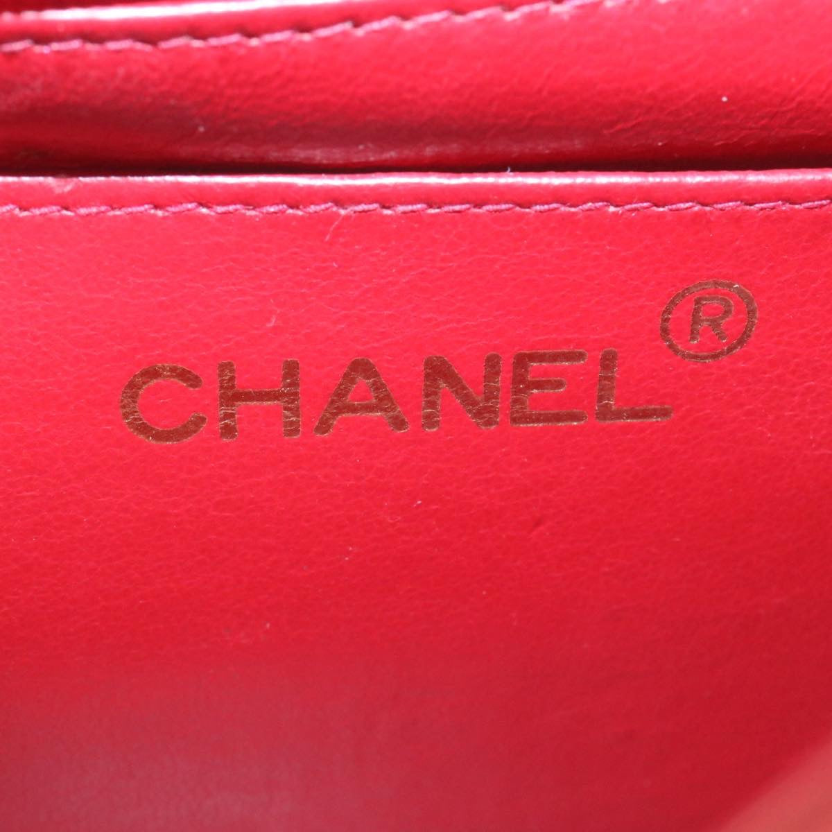 CHANEL Matelasse Chain Flap Shoulder Bag Lamb Skin Turn Lock Red CC 28661A