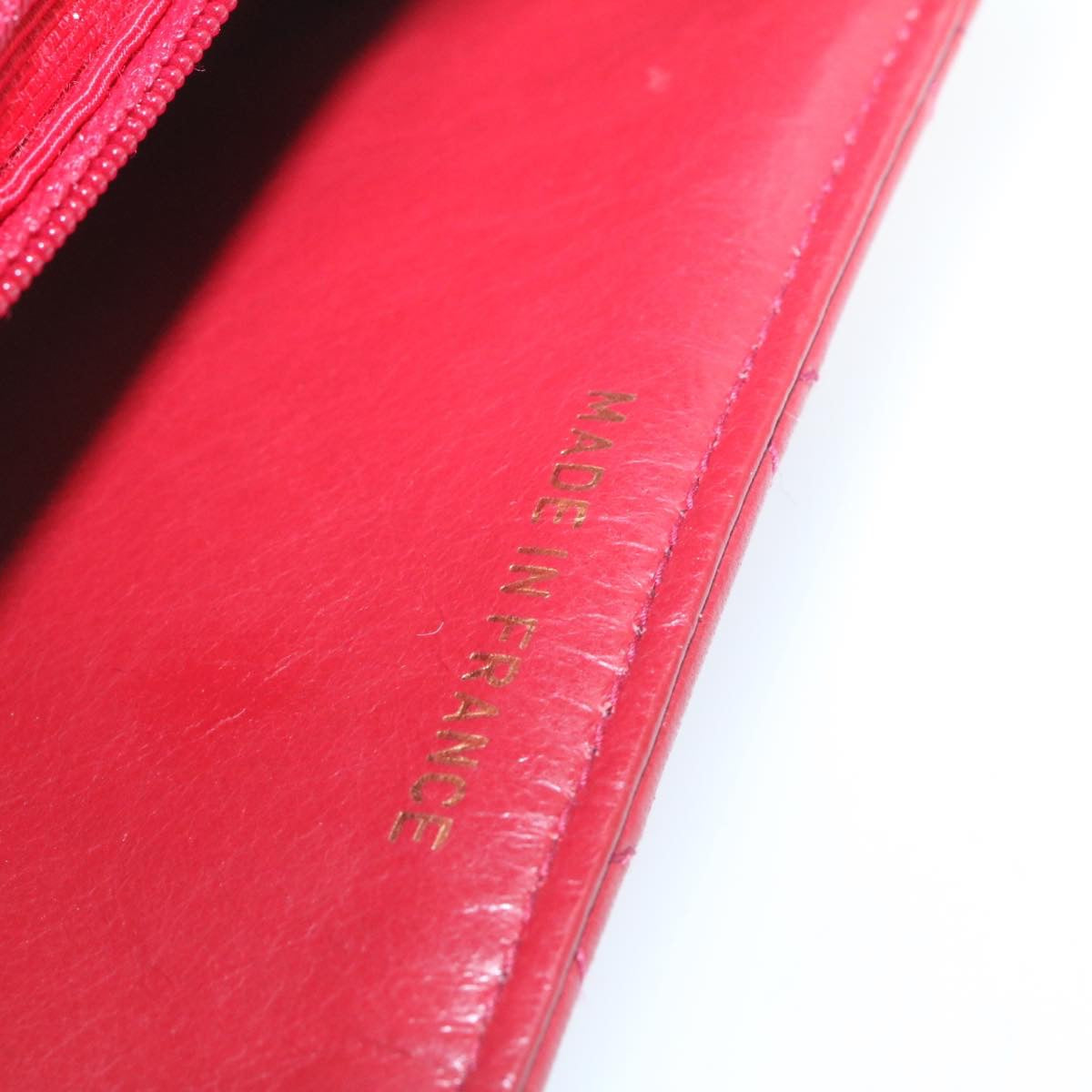 CHANEL Matelasse Chain Flap Shoulder Bag Lamb Skin Turn Lock Red CC 28661A