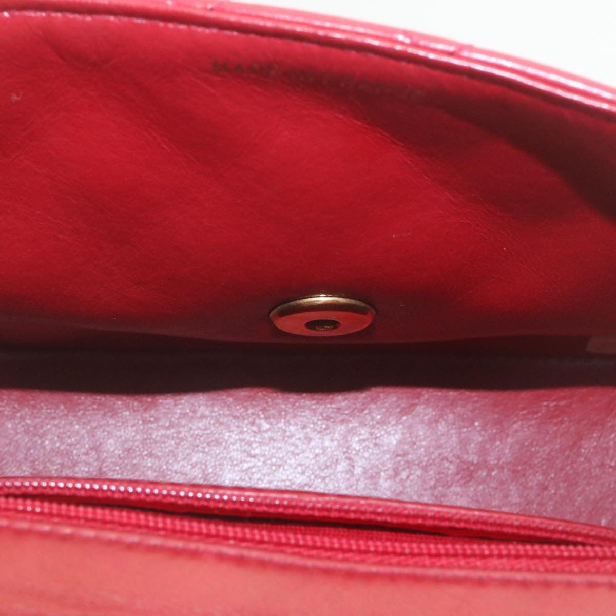 CHANEL Matelasse Chain Flap Shoulder Bag Lamb Skin Turn Lock Red CC 28661A