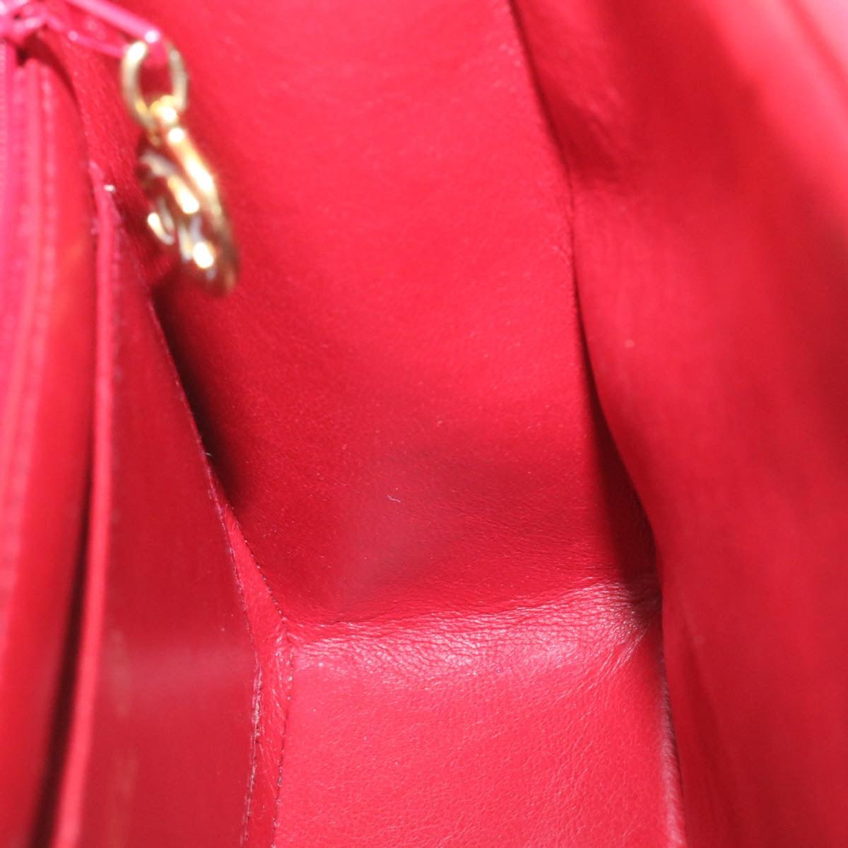 CHANEL Matelasse Chain Flap Shoulder Bag Lamb Skin Turn Lock Red CC 28661A