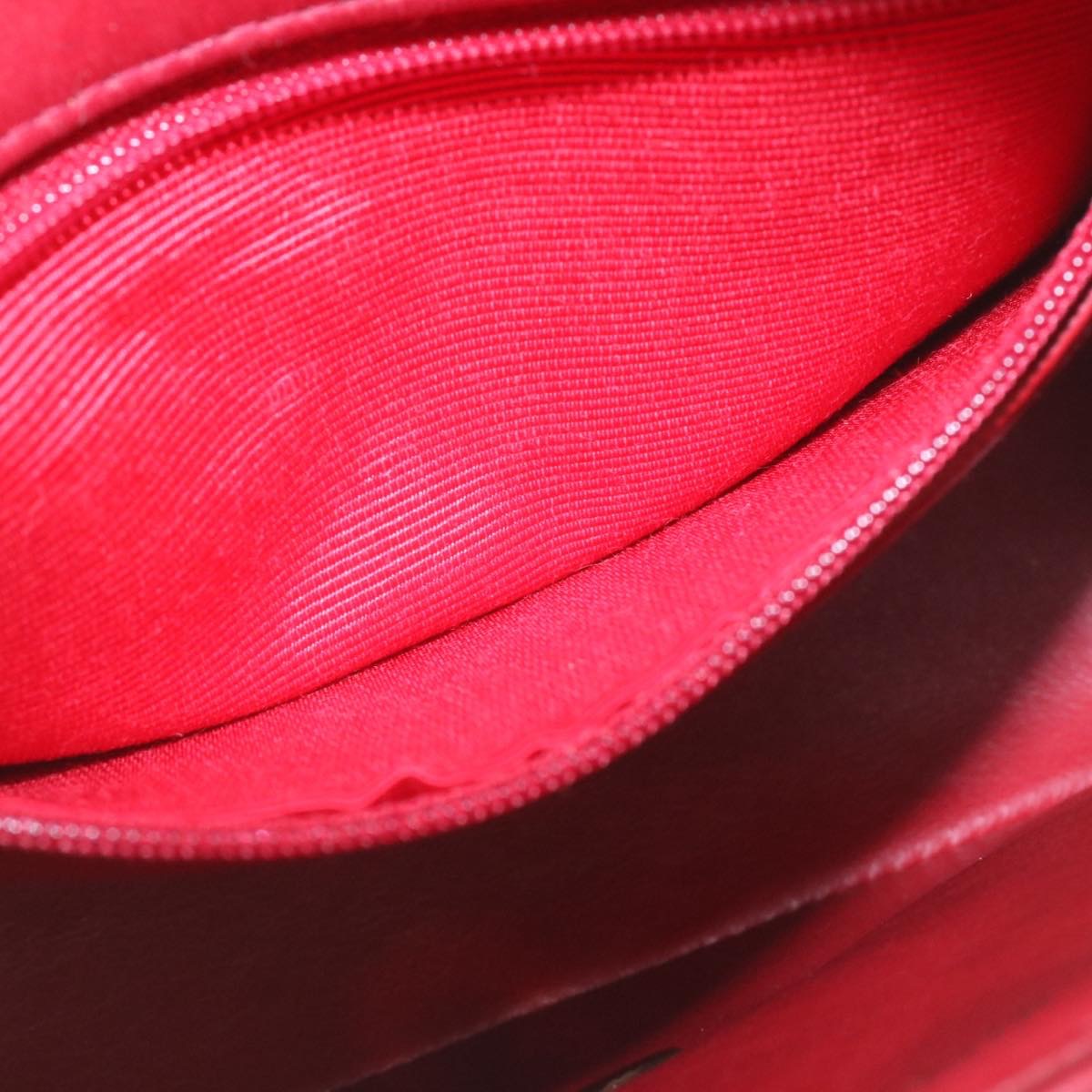 CHANEL Matelasse Chain Flap Shoulder Bag Lamb Skin Turn Lock Red CC 28661A