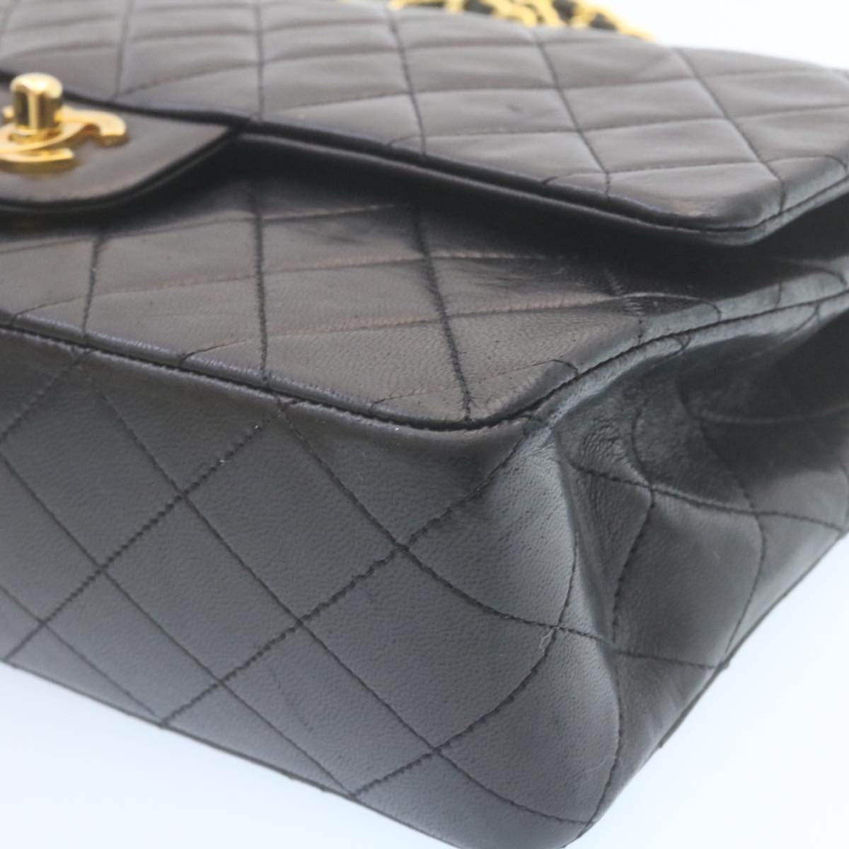 CHANEL Classic Matelasse 25 Chain Flap Shoulder Bag Lamb Skin Black 29001A
