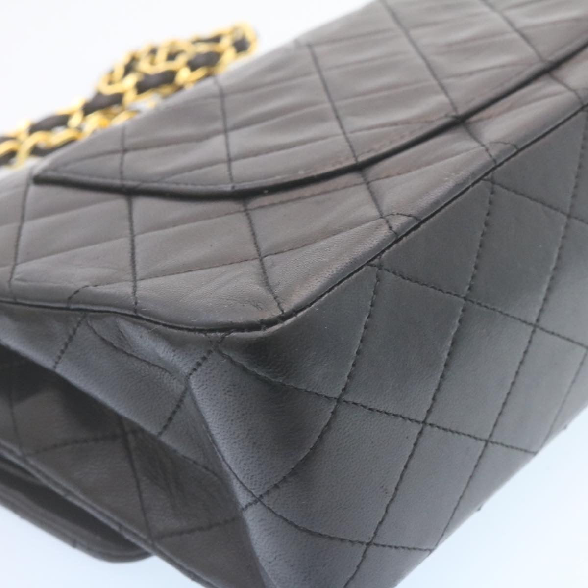 CHANEL Classic Matelasse 25 Chain Flap Shoulder Bag Lamb Skin Black 29001A