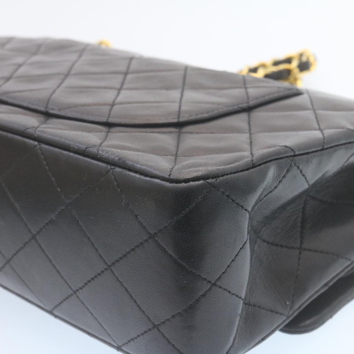 CHANEL Classic Matelasse 25 Chain Flap Shoulder Bag Lamb Skin Black 29001A