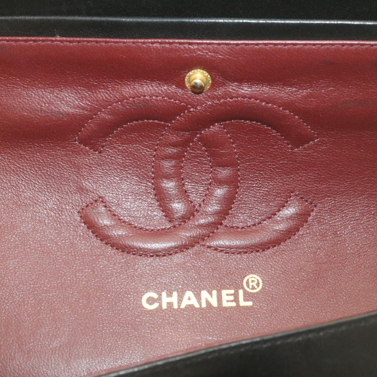 CHANEL Classic Matelasse 25 Chain Flap Shoulder Bag Lamb Skin Black 29001A