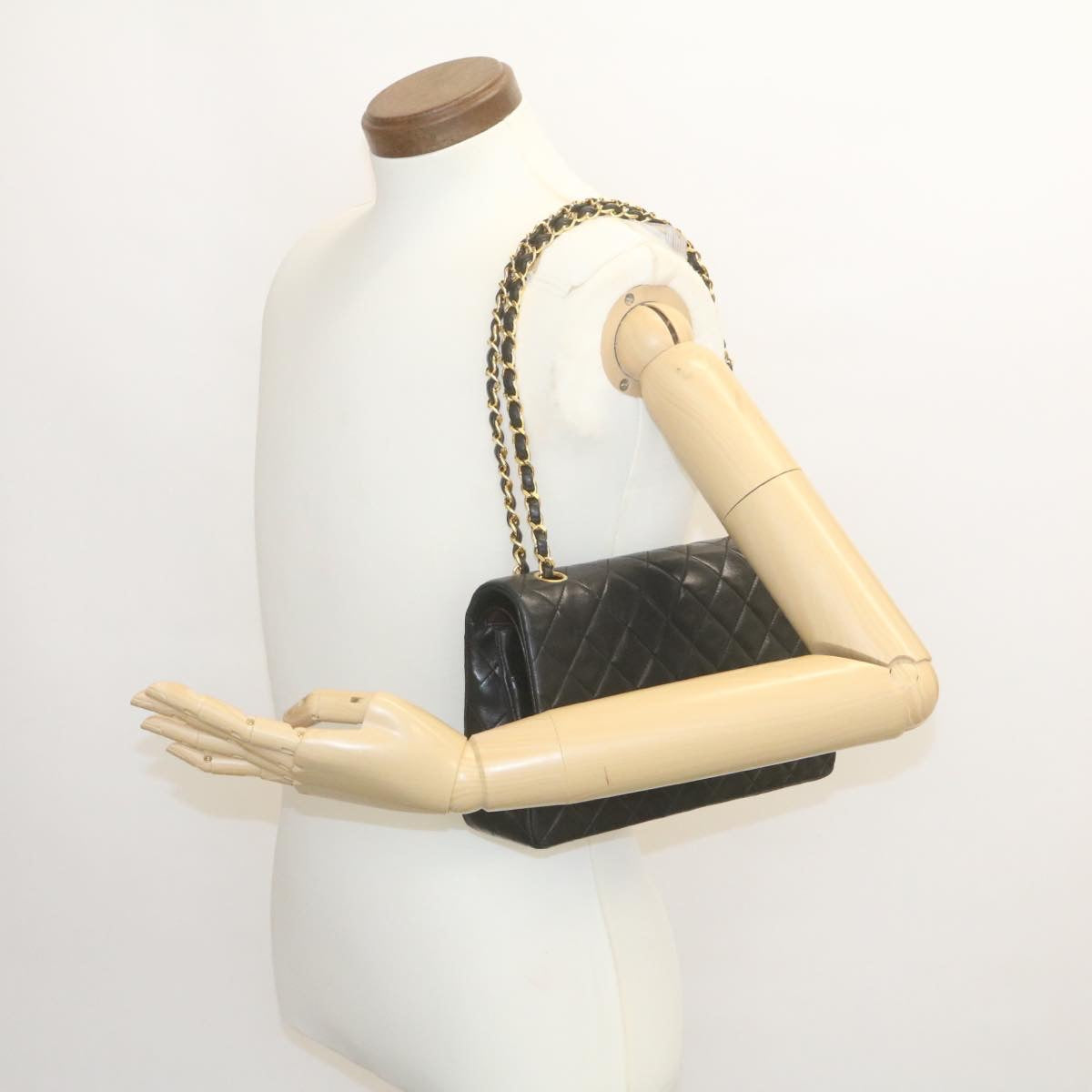 CHANEL Classic Matelasse 25 Chain Flap Shoulder Bag Lamb Skin Black 29001A