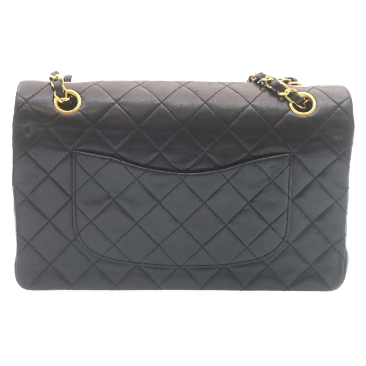 CHANEL Classic Matelasse 25 Chain Flap Shoulder Bag Lamb Skin Black 29001A