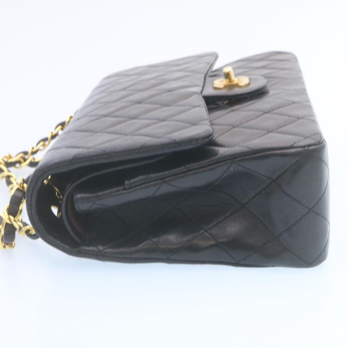CHANEL Classic Matelasse 25 Chain Flap Shoulder Bag Lamb Skin Black 29001A