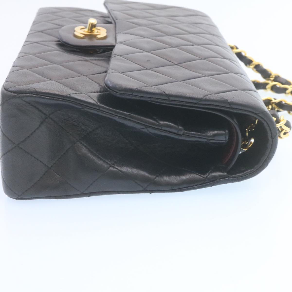 CHANEL Classic Matelasse 25 Chain Flap Shoulder Bag Lamb Skin Black 29001A