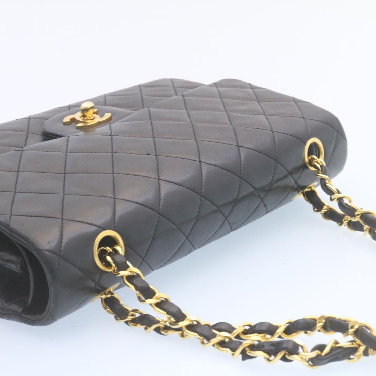 CHANEL Classic Matelasse 25 Chain Flap Shoulder Bag Lamb Skin Black 29001A