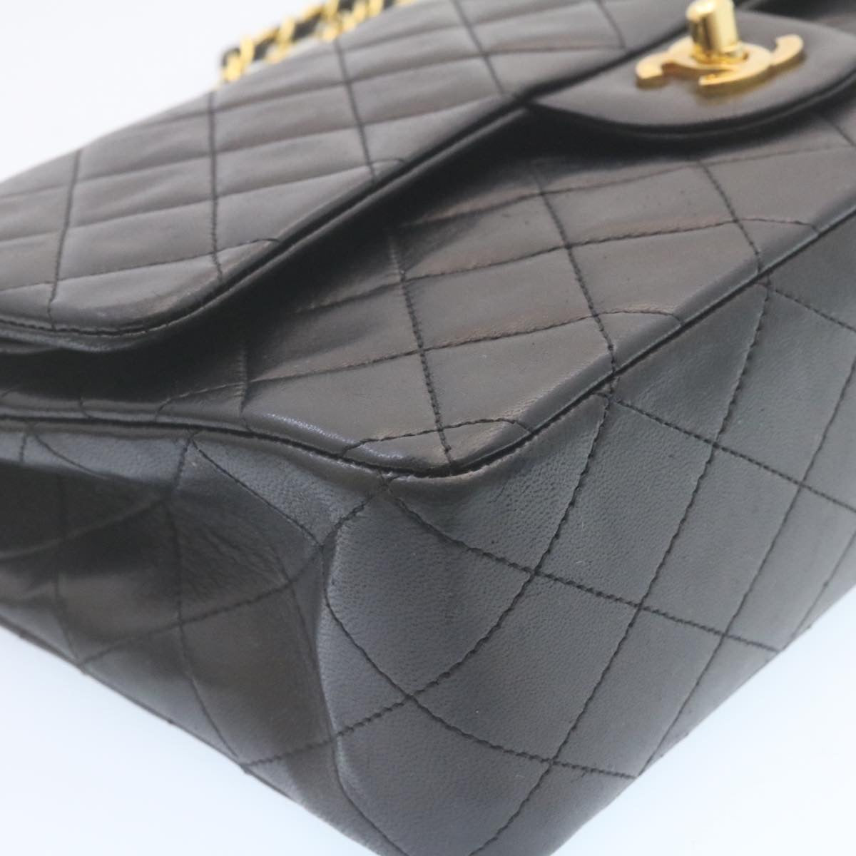 CHANEL Classic Matelasse 25 Chain Flap Shoulder Bag Lamb Skin Black 29001A